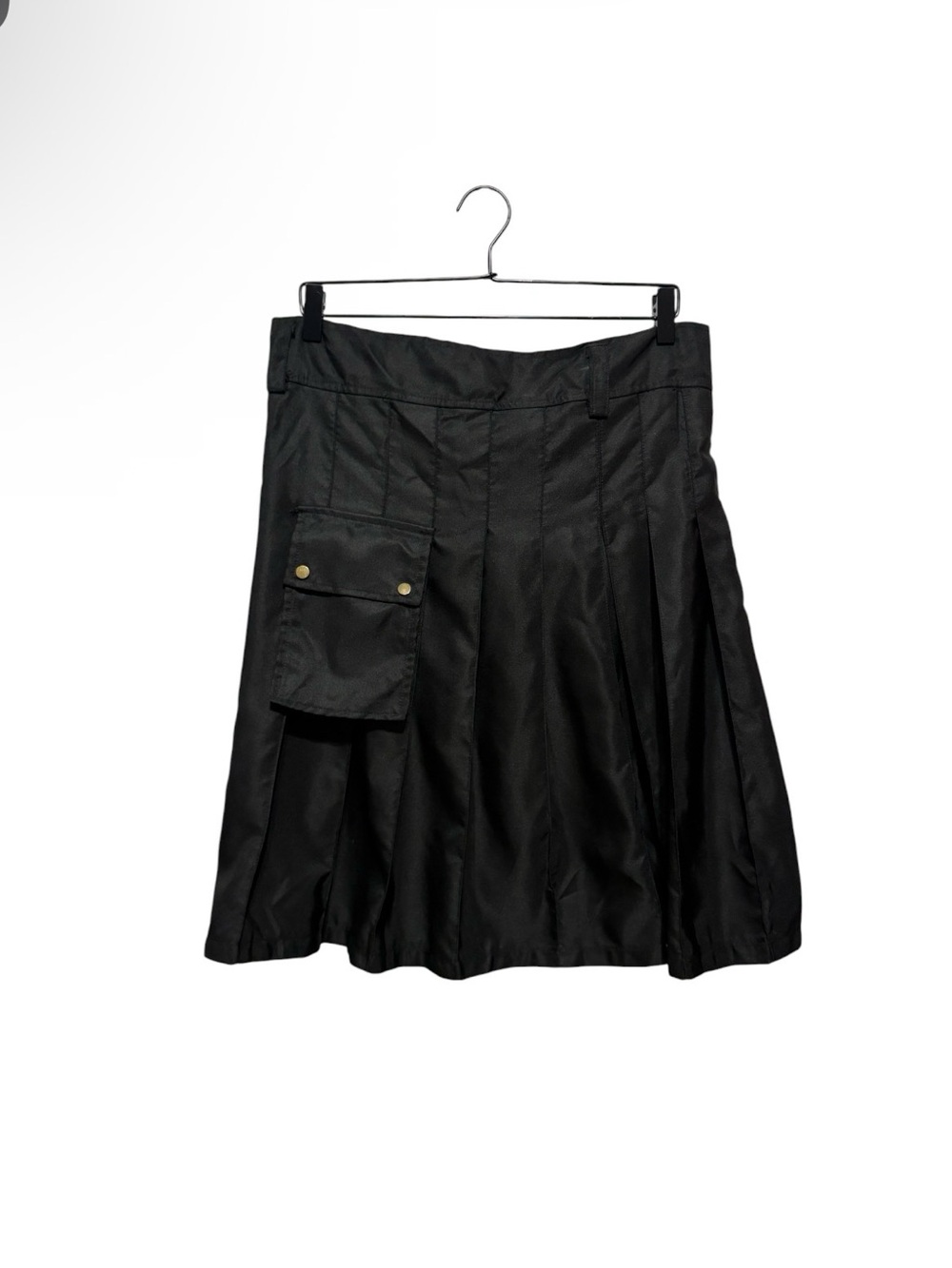 Black Pleated Utility Skirt with Side Pocket